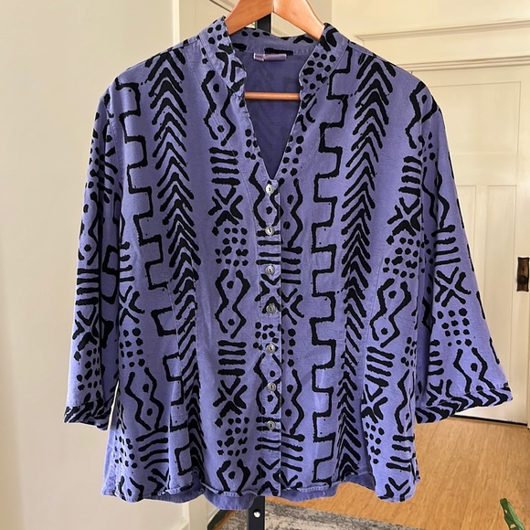 TIANELLO Dynasty Blouse with Engraved Metal Buttons in Grape Purple XL - Picture 9 of 16